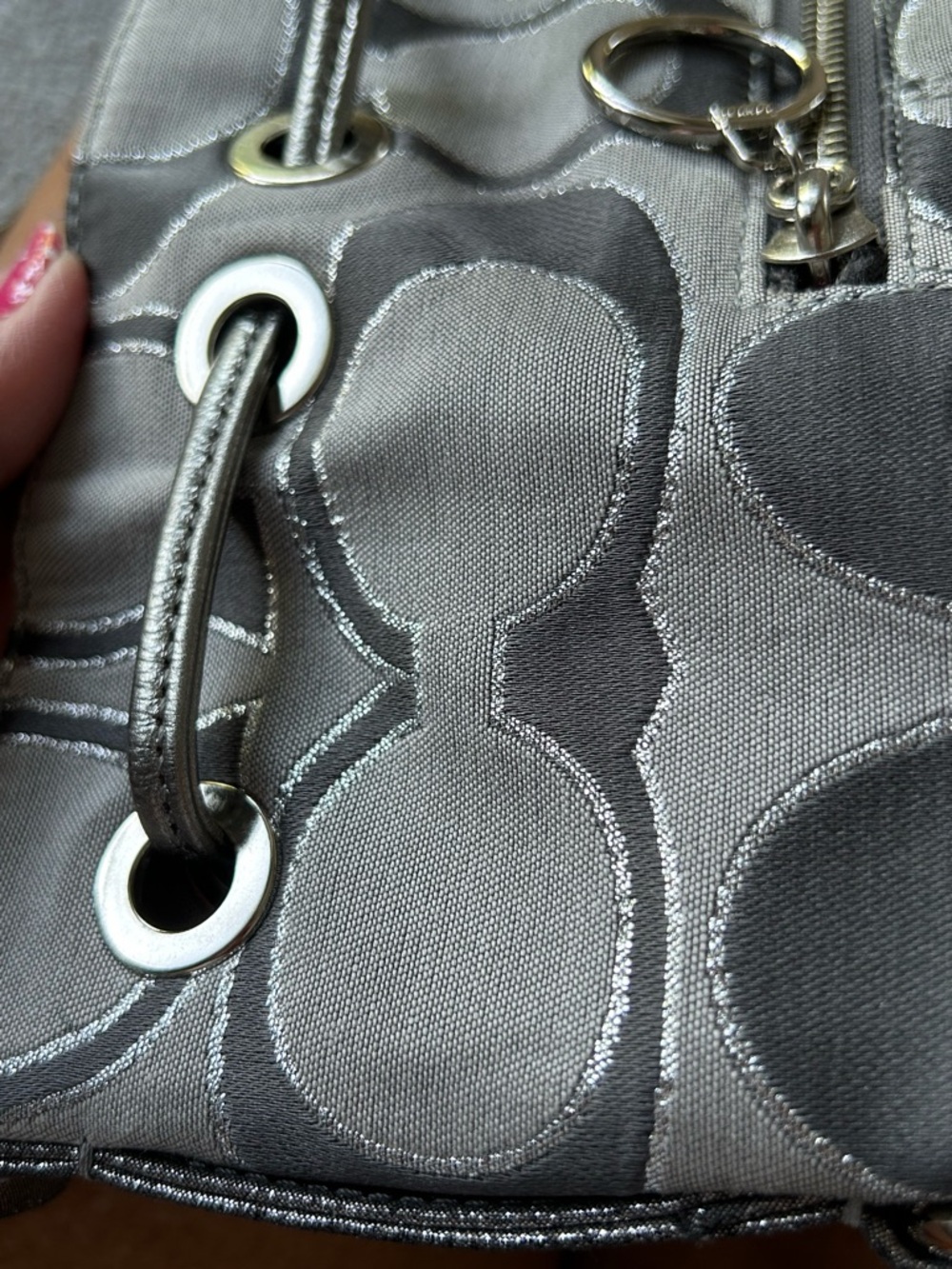 NWT Coach Poppy Signature Lurex Cinch Shoulder Bag Silver/Ash 17930 NEW - Picture 15 of 15